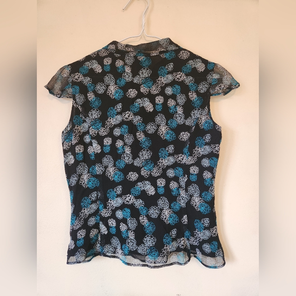 Alfani Silk, Turquoise & Black Top - Picture 2 of 7